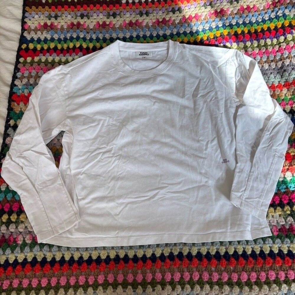 Future Classics White Puff Sleeve Long Sleeve Tee 100% Pima Cotton M